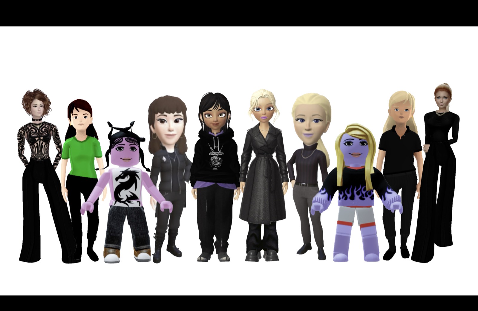 Body Atlas: lineup of avatars and virtual humans from a lecture by Beata Wilczek Bailly