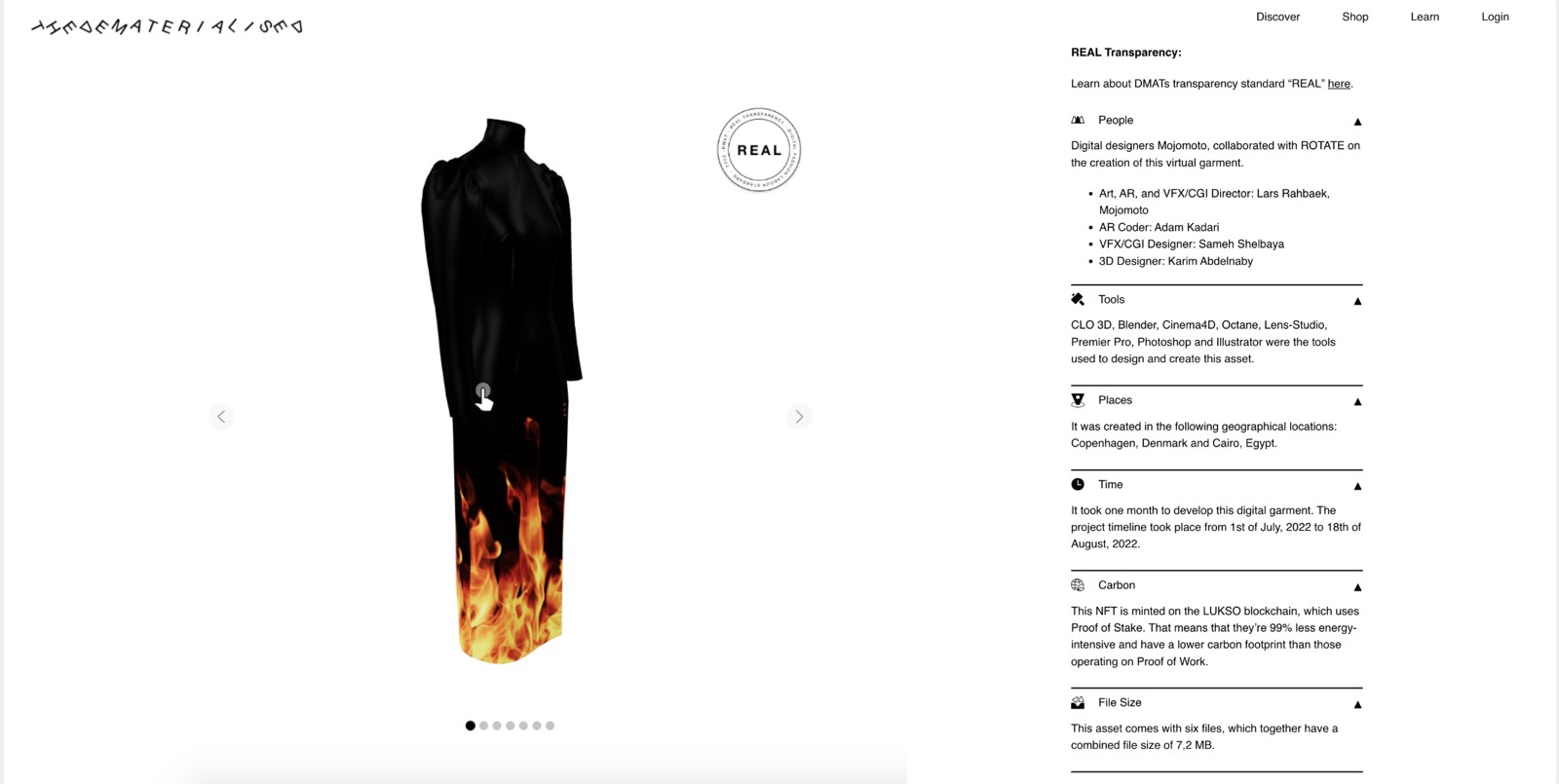 REAL transparency standard: product page with disclosure label