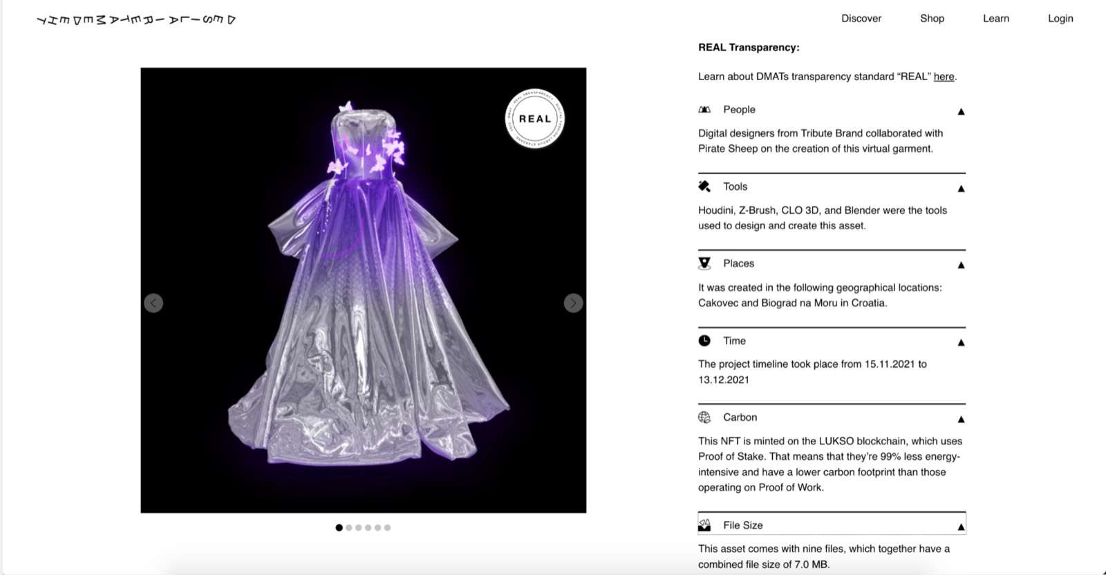 REAL transparency standard: disclosure categories on a digital product page